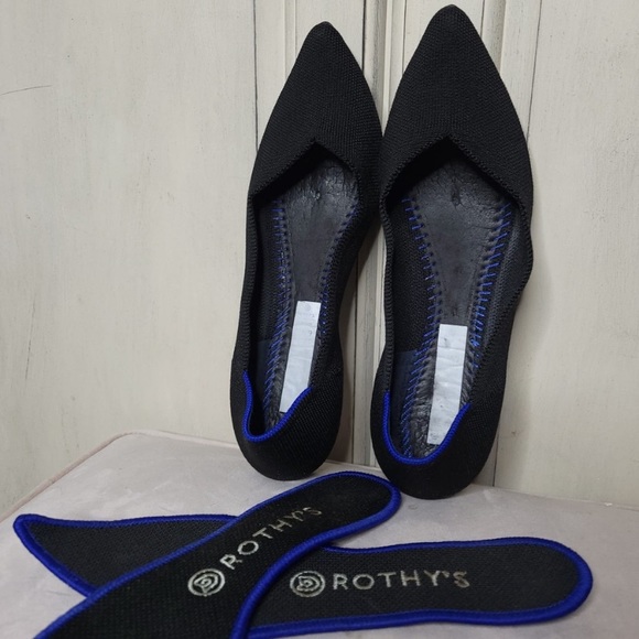 Rothy’s The Point Knit Stretch Pointed Flats Washable Shoes Black✨️9 - Picture 2 of 7